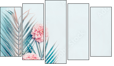 Z tropikalnym wdziękiem kwiatów - Obraz pięcioczęściowy, Pentaptyk