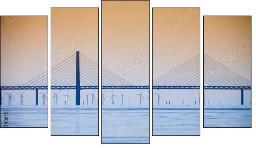 the oresund bridge between denmark and sweden - Obraz pięcioczęściowy, Pentaptyk