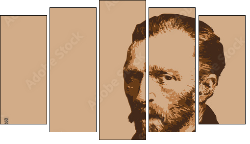 Van Gogh - peintre - portrait - personnage célèbre - Vincent Van Gogh - artiste peintre - - Obraz pięcioczęściowy, Pentaptyk