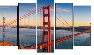 Golden Gate bridge, San Francisco California - Obraz pięcioczęściowy, Pentaptyk