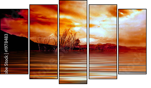 pustynna burza o wschodzie słońca
 - Obraz pięcioczęściowy, Pentaptyk