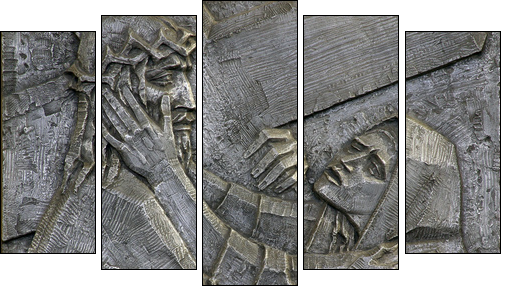 4th Station of the Cross - Jesus meets His Mother  - Obraz pięcioczęściowy, Pentaptyk