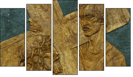 Simon of Cyrene carries the cross  - Obraz pięcioczęściowy, Pentaptyk
