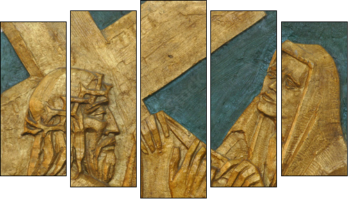 Veronica wipes the face of Jesus  - Obraz pięcioczęściowy, Pentaptyk