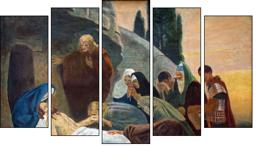 Jesus is laid in the tomb and covered in incense  - Obraz pięcioczęściowy, Pentaptyk