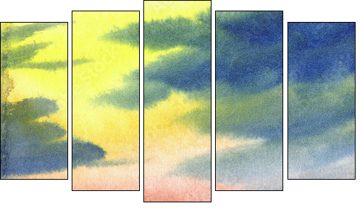 Water colour landscape  - Obraz pięcioczęściowy, Pentaptyk
