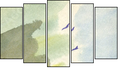 Water colour landscape  - Obraz pięcioczęściowy, Pentaptyk