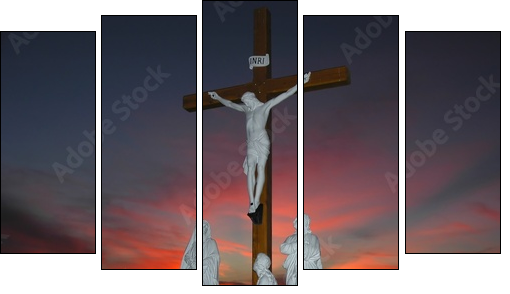 jesus on the cross  - Obraz pięcioczęściowy, Pentaptyk