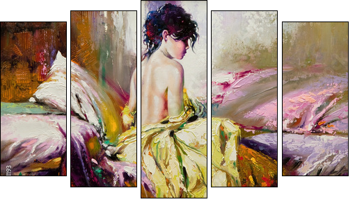 Portrait of the nude girl  - Obraz pięcioczęściowy, Pentaptyk
