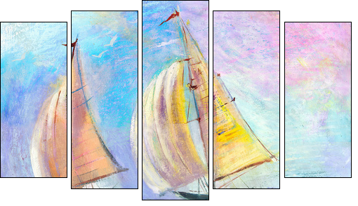 Sailing regatta  - Obraz pięcioczęściowy, Pentaptyk