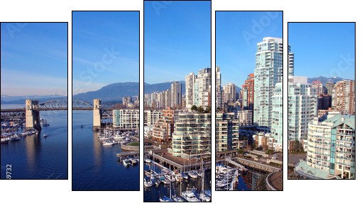 Kanada: malowniczy port w Vancouver 
 - Obraz pięcioczęściowy, Pentaptyk