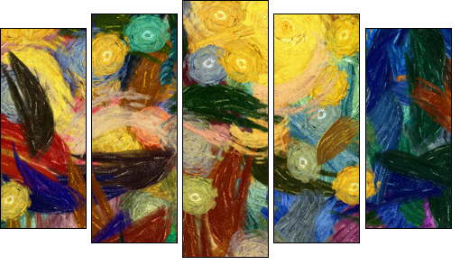 Abstract texture background. Digital painting in Vincent Van Gogh style artwork. Hand drawn artistic pattern. Modern art. Good for printed pictures, postcards, posters or wallpapers and textile print. - Obraz pięcioczęściowy, Pentaptyk