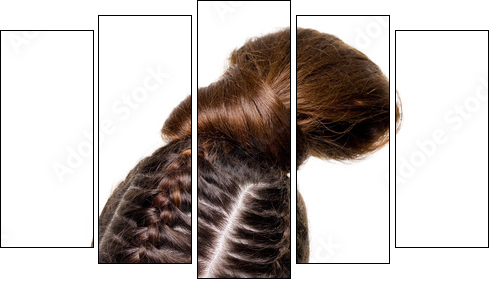 Beauty pigtails  - Obraz pięcioczęściowy, Pentaptyk