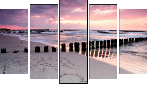 Serce na piasku – plaża wieczorna
 - Obraz pięcioczęściowy, Pentaptyk