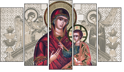antique russian icon - elaborated image  - Obraz pięcioczęściowy, Pentaptyk