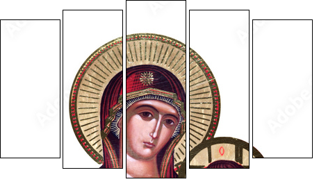 russian icon of 19th century, Virgin Mary and Jesus  - Obraz pięcioczęściowy, Pentaptyk