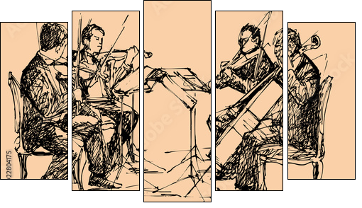 musician quartet  - Obraz pięcioczęściowy, Pentaptyk