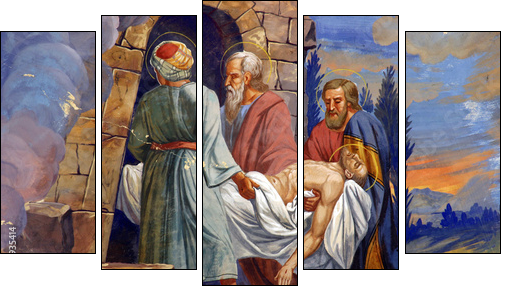Jesus is laid in the tomb  - Obraz pięcioczęściowy, Pentaptyk