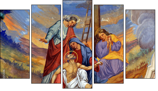 Jesus' body is removed from the cross  - Obraz pięcioczęściowy, Pentaptyk