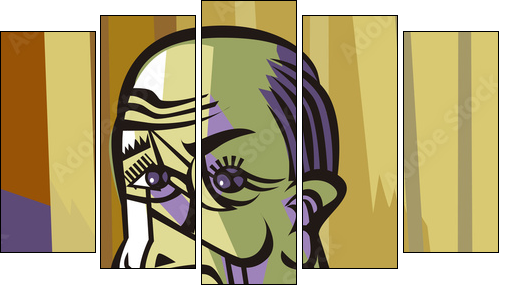 bald man cubist painter portrait - Obraz pięcioczęściowy, Pentaptyk