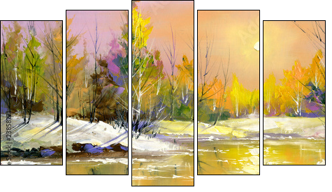 The wood river on a decline  - Obraz pięcioczęściowy, Pentaptyk