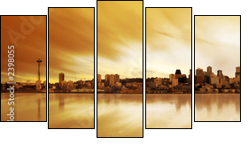 Panorama Seattle w pełnym słońcu 
 - Obraz pięcioczęściowy, Pentaptyk