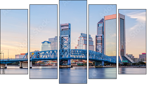Skyline of Jacksonville, FL and Main Street Bridge - Obraz pięcioczęściowy, Pentaptyk