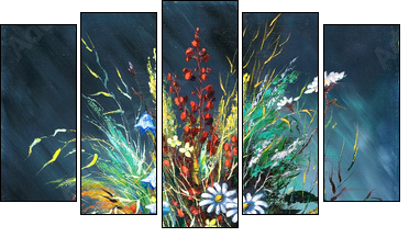 Kwiaty polne – malowany bukiet
 - Obraz pięcioczęściowy, Pentaptyk