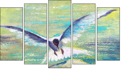 Flying seagull  - Obraz pięcioczęściowy, Pentaptyk