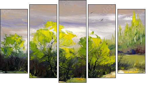 Summer landscape  - Obraz pięcioczęściowy, Pentaptyk