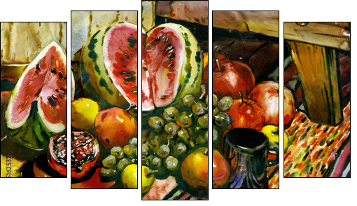 Fruit still-life  - Obraz pięcioczęściowy, Pentaptyk