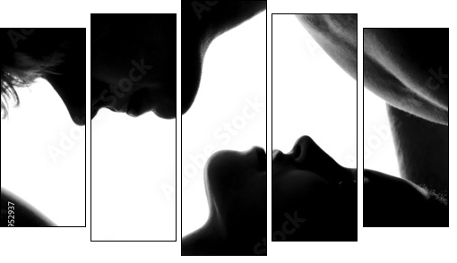 Young caucasian couple  - Obraz pięcioczęściowy, Pentaptyk