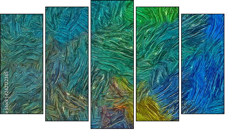 Abstract texture background. Digital painting in Vincent Van Gogh style artwork. Hand drawn artistic pattern. Modern art. Good for printed pictures, postcards, posters or wallpapers and textile print. - Obraz pięcioczęściowy, Pentaptyk