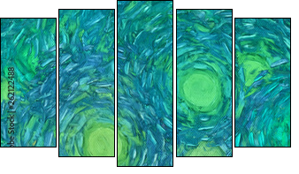 Abstract texture background. Digital painting in Vincent Van Gogh style artwork. Hand drawn artistic pattern. Modern art. Good for printed pictures, postcards, posters or wallpapers and textile print. - Obraz pięcioczęściowy, Pentaptyk