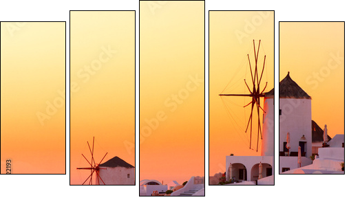 Santorini – wakacyjny zachód słońca
 - Obraz pięcioczęściowy, Pentaptyk