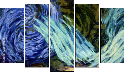 Abstract impressionism painting in Vincent Van Gogh style imitation. Art design background pattern for artistic creative printing production. Wall poster or canvas print template for interior decor. - Obraz pięcioczęściowy, Pentaptyk