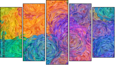 Abstract impressionism painting in Vincent Van Gogh style imitation. Art design background pattern for artistic creative printing production. Wall poster or canvas print template for interior decor. - Obraz pięcioczęściowy, Pentaptyk