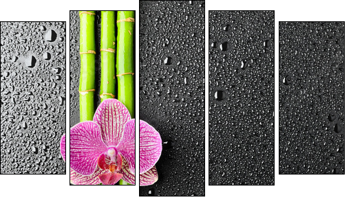 Azjatyckie spa – bambus i orientalny kwiat
 - Obraz pięcioczęściowy, Pentaptyk