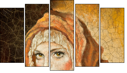 The Madonna drawn by me by oil on canvas (fragment)  - Obraz pięcioczęściowy, Pentaptyk
