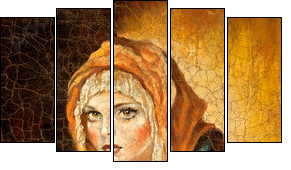 The Madonna drawn by me by oil on canvas  - Obraz pięcioczęściowy, Pentaptyk
