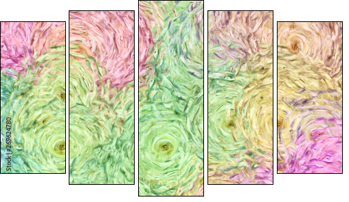 Abstract painting impressionism wall art print example with oil imitation in Vincent Van Gogh style. Artistic contemporary design decor elements. Pop modern abstraction with vibrant bright strokes. - Obraz pięcioczęściowy, Pentaptyk