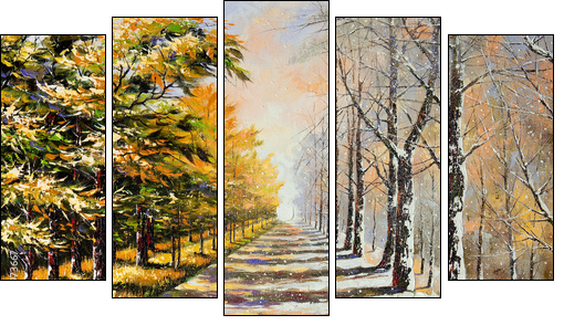 Allegory on theme winter-autumn  - Obraz pięcioczęściowy, Pentaptyk