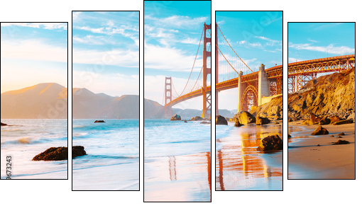Golden Gate Bridge at sunset, San Francisco, California, USA - Obraz pięcioczęściowy, Pentaptyk