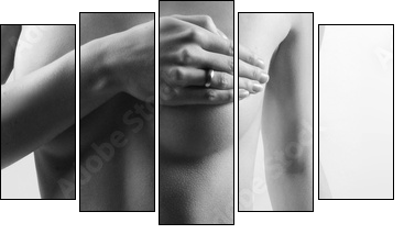female black and white  - Obraz pięcioczęściowy, Pentaptyk