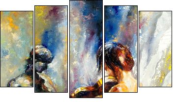 The girl playing a violin  - Obraz pięcioczęściowy, Pentaptyk