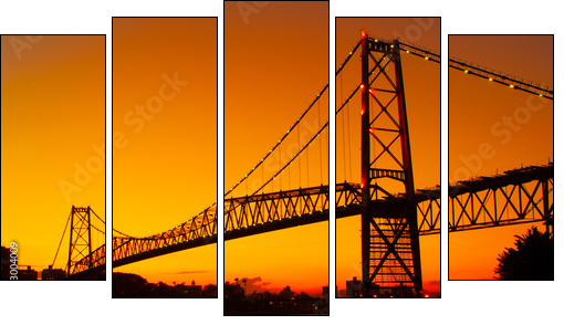 Hercilio Luz bridge in the sunset - Obraz pięcioczęściowy, Pentaptyk