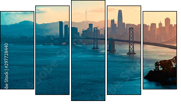 Aerial view of the Bay Bridge in San Francisco, CA - Obraz pięcioczęściowy, Pentaptyk