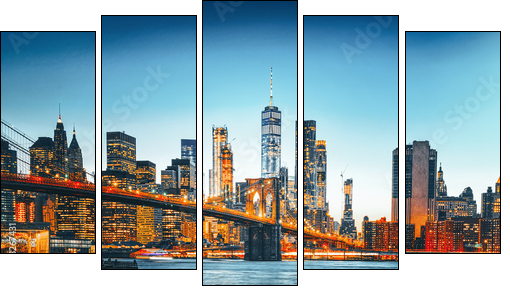 Mostem prosto na Manhattan - Obraz pięcioczęściowy, Pentaptyk