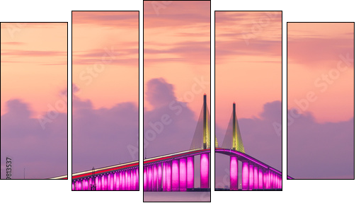 Sunshine Skyway Bridge spanning the Lower Tampa Bay - Obraz pięcioczęściowy, Pentaptyk