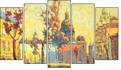 Kind on old streets of St.-Petersburg  - Obraz pięcioczęściowy, Pentaptyk